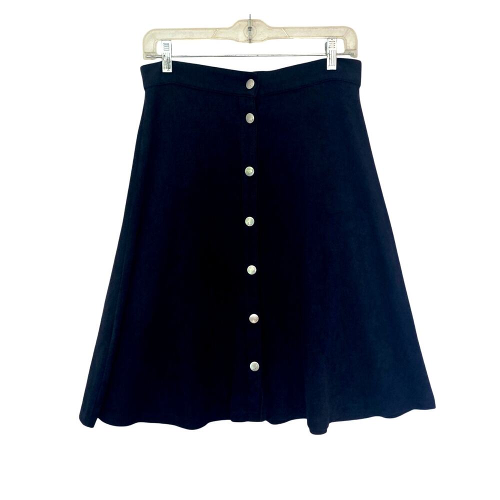 Harmony and Havoc Dark Academia Witchy Fall Black Faux Suede Midi Skirt Medium